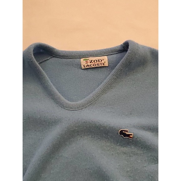 60s/ 70s Vintage Sky Powder Blue Lacoste/Izod Cardigan Men’s Size Med-Large - Picture 2 of 6
